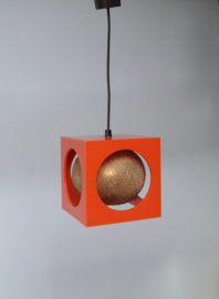 Space age kubus hanglamp met bol