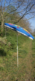 Vintage parasol blauw met bloemprint