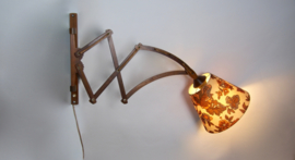 Vintage houten schaarlamp van Nederlands Octrooi