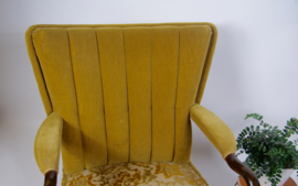 Vintage fluwelen fauteuil, retro groen