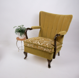 Vintage fluwelen fauteuil uit de jaren 60