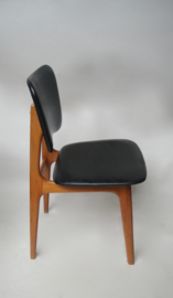 Vintage eetkamerstoel met zwart skai leer