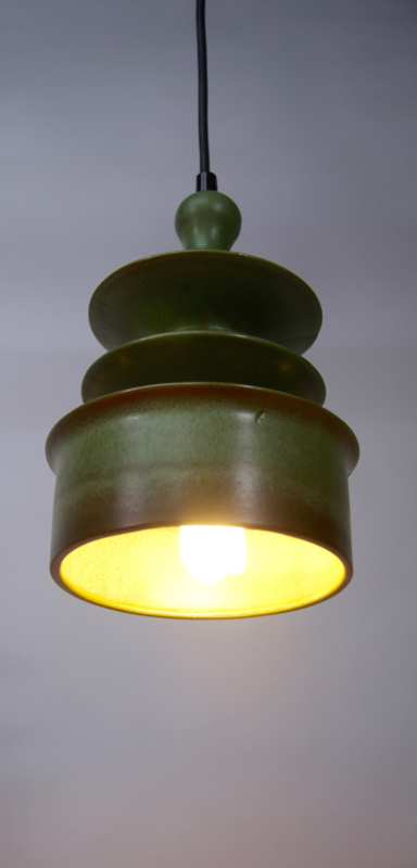 groene hanglamp van keramiek | Verkocht |