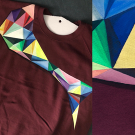 HAND PAINTED SWEATER > COLORFUL ABSTRACT TRIANGLES