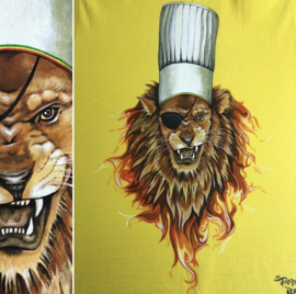 HAND PAINTED T-SHIRT > LION / CHEF / FIRE / PIRATE