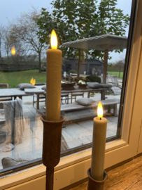 Dinerkaars klein 13 cm hoog -per 2 st. - Rustiek grijs - afstandbediening inbegrepen