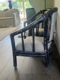 Antieke Chinese Stoel – Gestoffeerd met Shabby Linnen