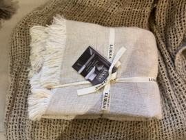 Luksa Linnen bedsprei beige - grote plaid