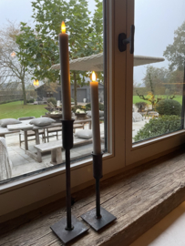Dinerkaars groot 25 cm hoog - per 2 st. - Rustiek grijs - afstandbediening inbegrepen