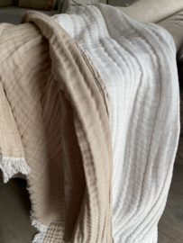 Plaid  deluxe - 2 kleuren  (bruin met cognac en beige met wit) 135x200 cm