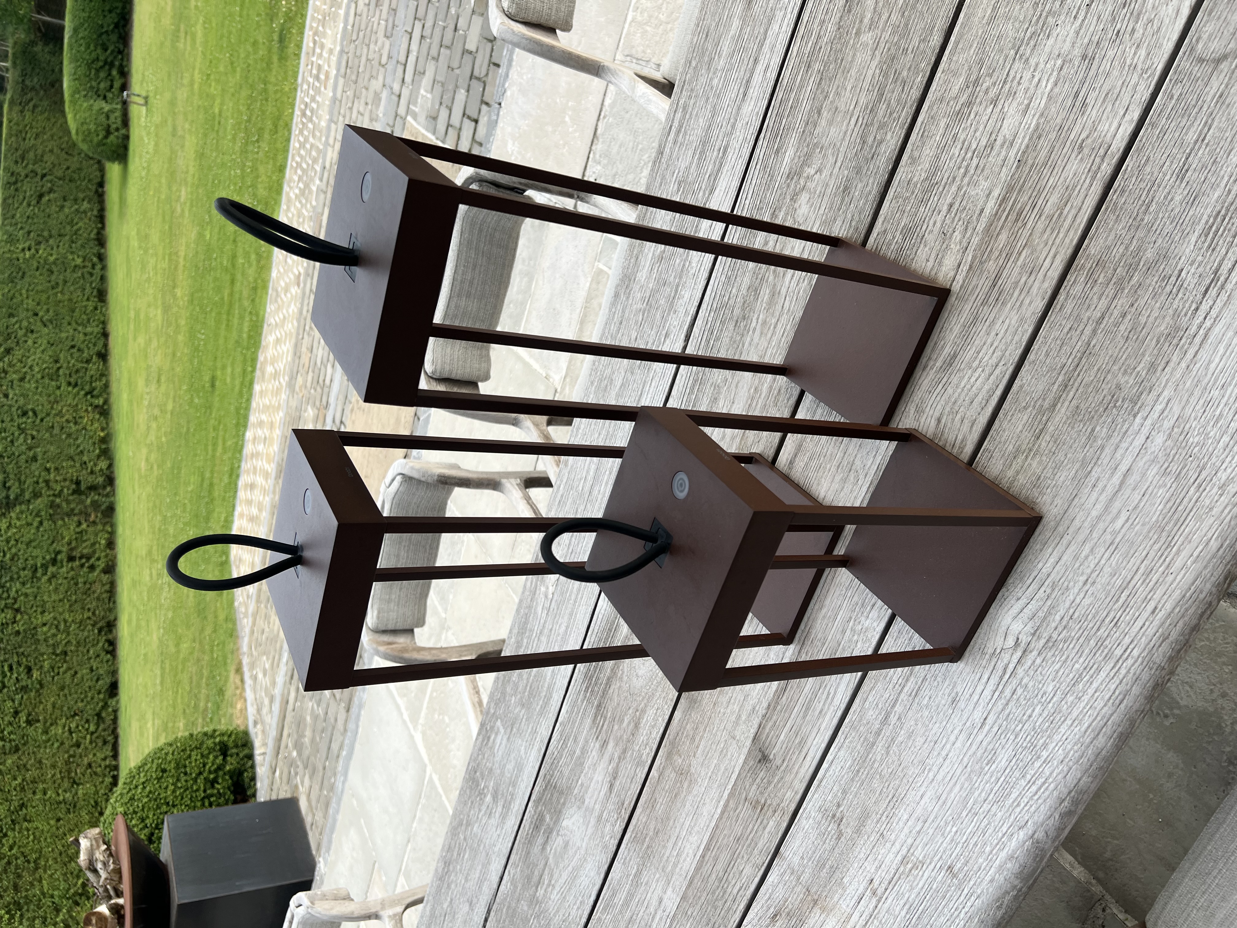 Mooie outdoor roestkleurige lantaarns op LED 50 cm
