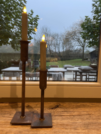 Dinerkaars klein 13 cm hoog -per 2 st. - Rustiek grijs - afstandbediening inbegrepen