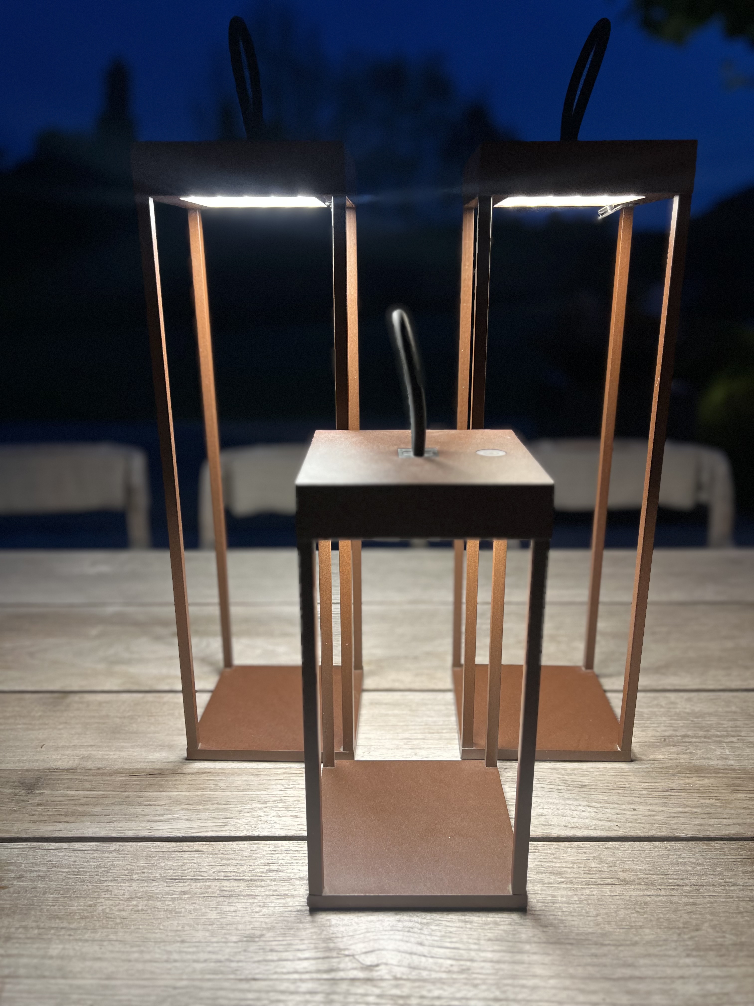 Mooie outdoor roestkleurige lantaarns op LED 50 cm