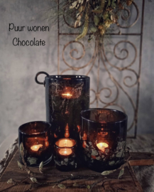 Windlicht ‘Chocolate’ 14/14cm - van Puur Wonen