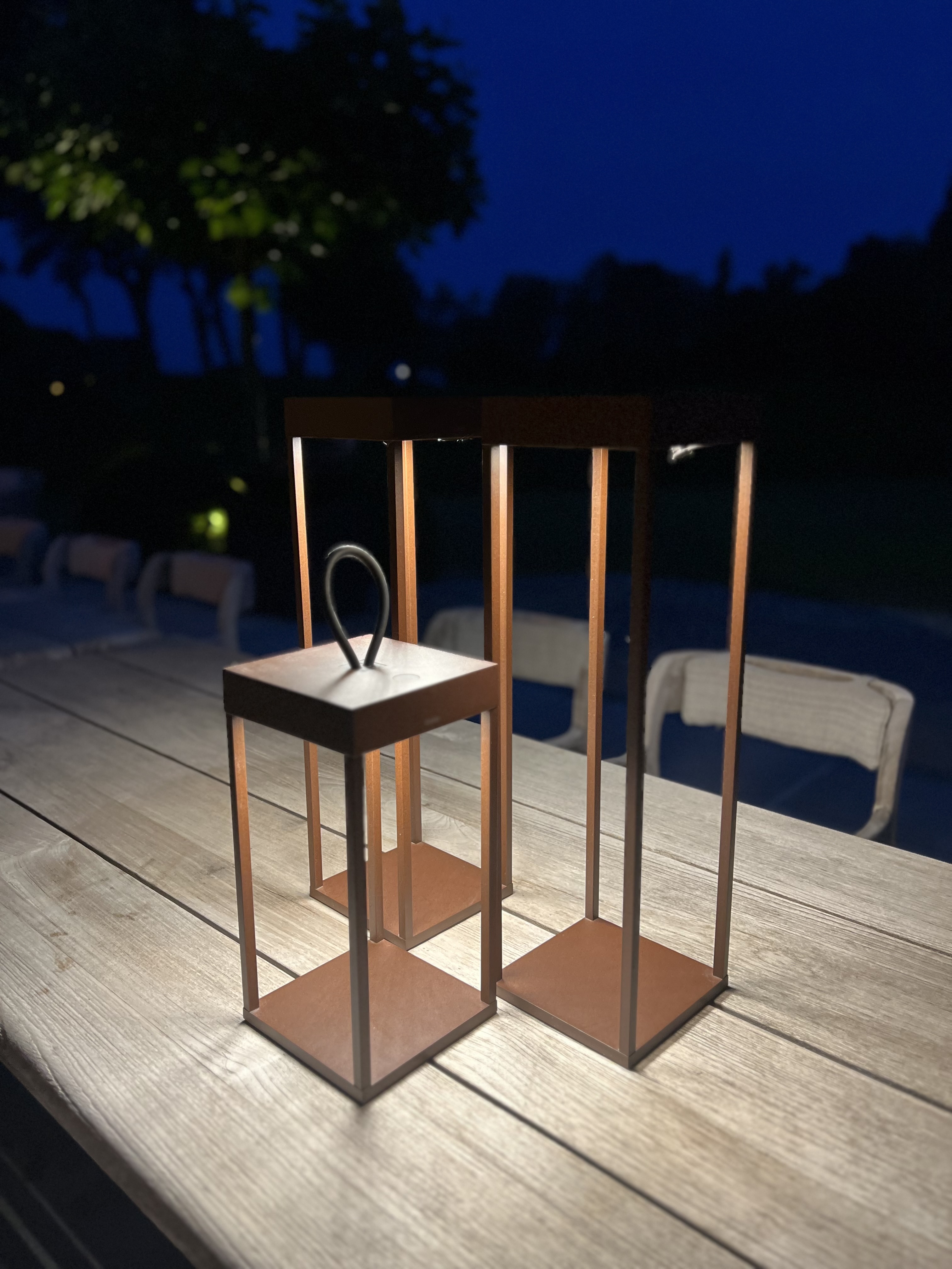 Mooie outdoor roestkleurige lantaarns op LED 50 cm