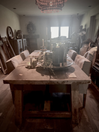 Unieke, eenmalige tafel oud hout met A- poot- 240 cm op 1m