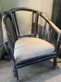 Antieke Chinese Stoel – Gestoffeerd met Shabby Linnen