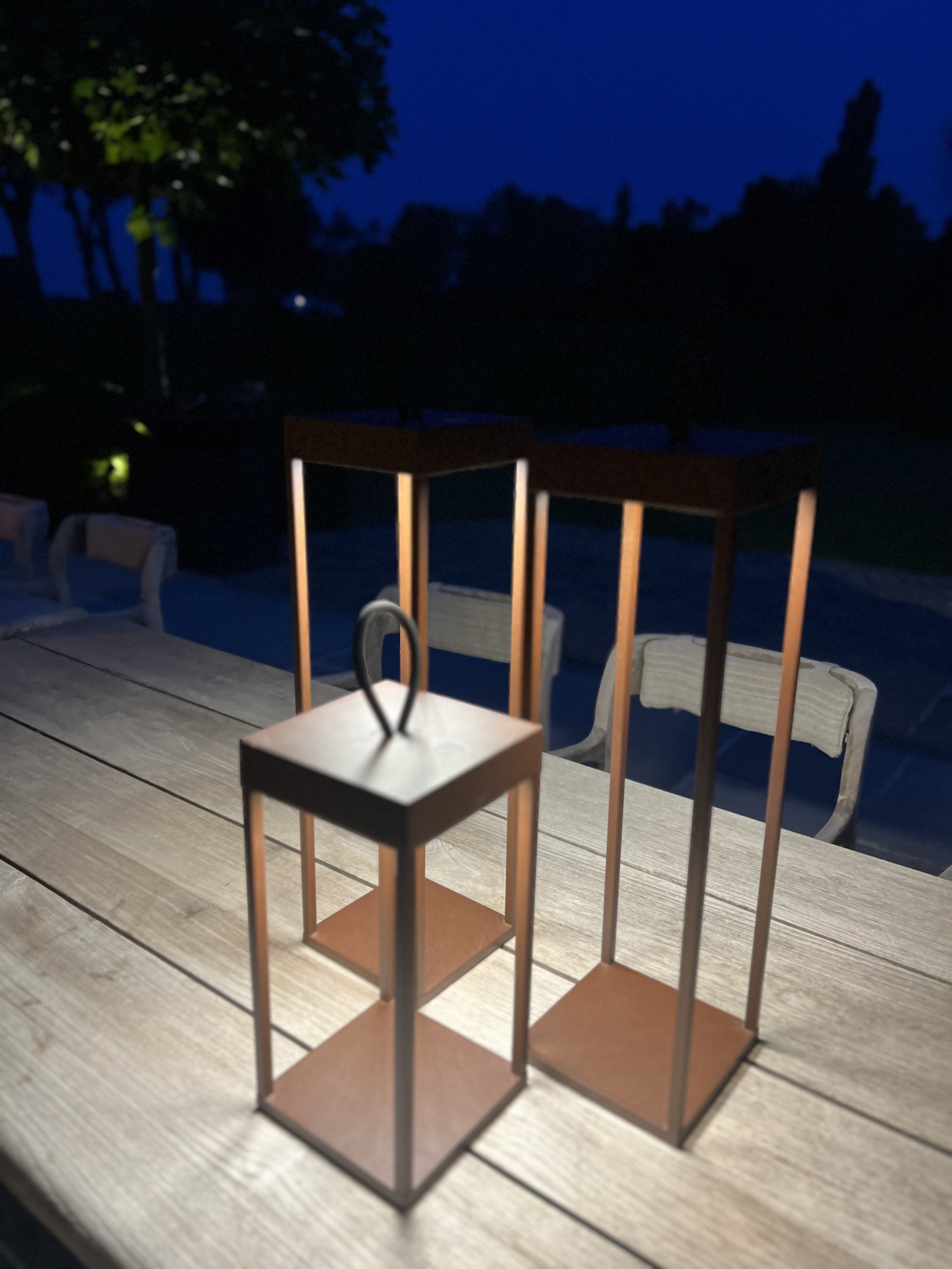 Mooie outdoor roestkleurige lantaarns op LED 50 cm