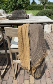 Plaid  deluxe - 2 kleuren  (bruin met cognac en beige met wit) 135x200 cm