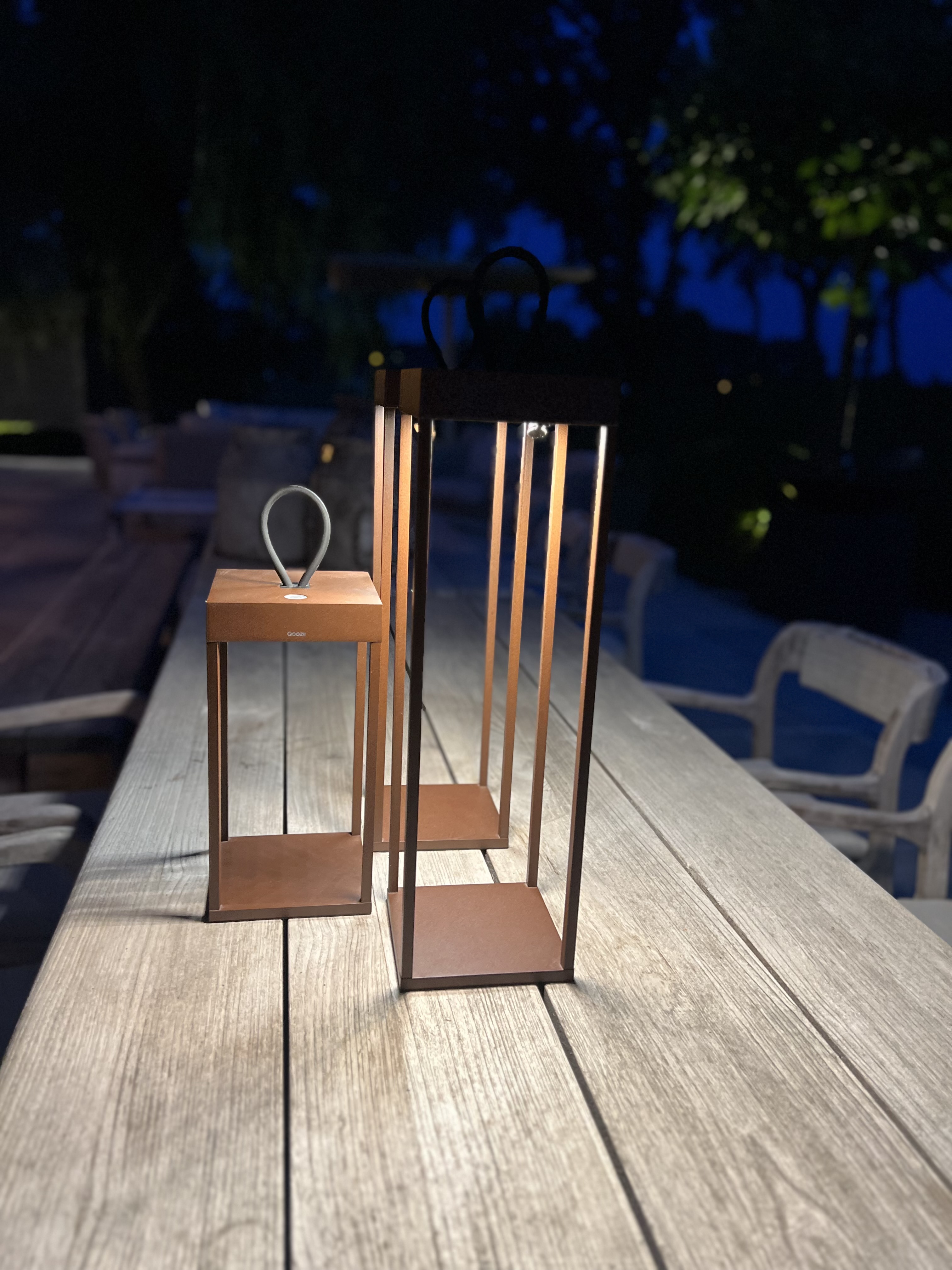 Mooie outdoor roestkleurige lantaarns op LED 50 cm