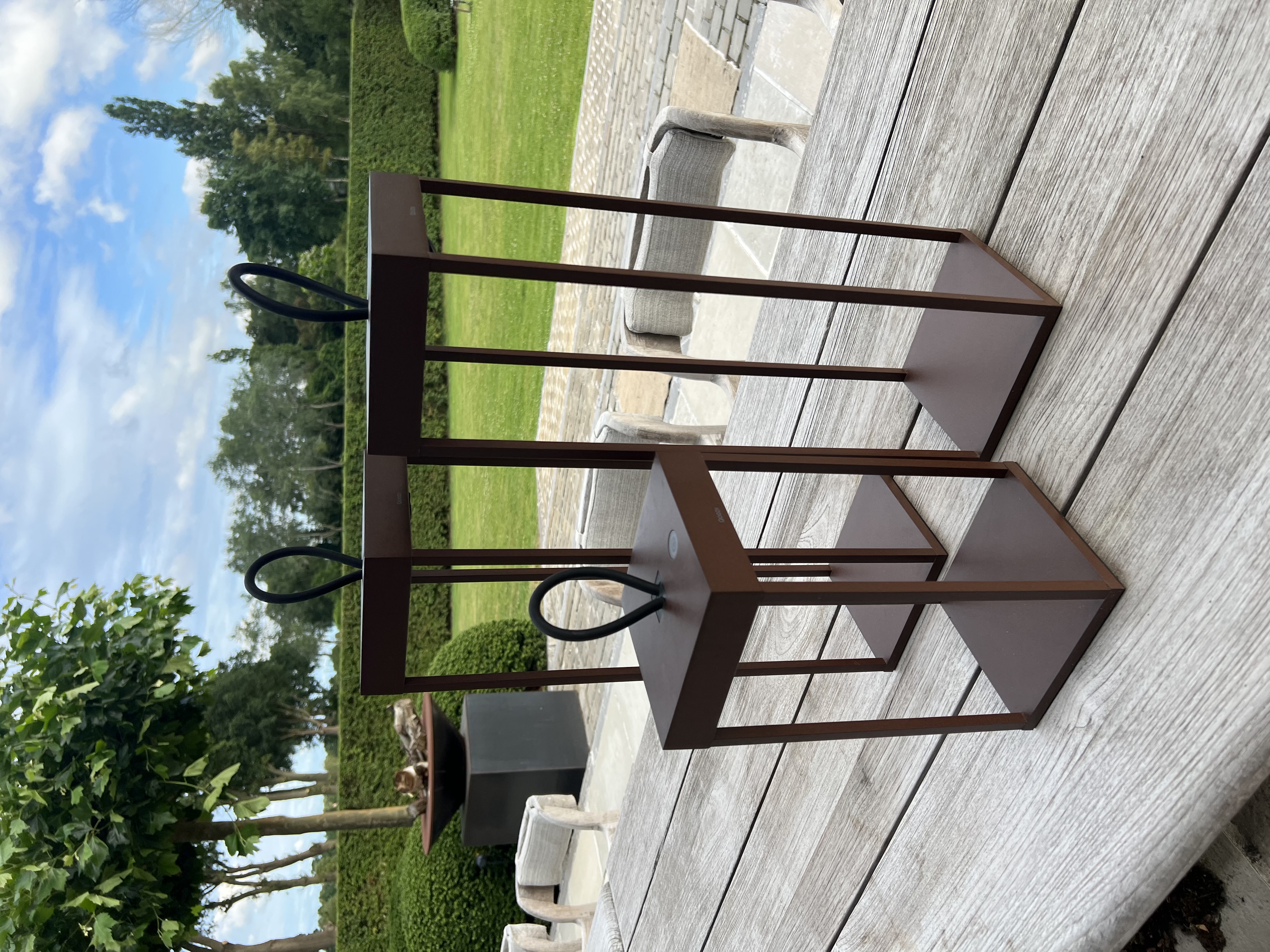 Mooie outdoor roestkleurige lantaarns op LED 50 cm