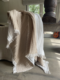 Plaid  deluxe - 2 kleuren  (bruin met cognac en beige met wit) 135x200 cm