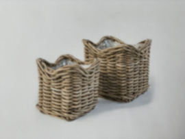 Mooie set van 2 rotan manden Gommaire - actie 1 set windlichten grey bubbles gratis. 7/7 - 10/10 - 14/14