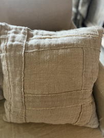 Kussen PATCHWORK vierkant  - 'Only for linen lovers' By Puur Wonen