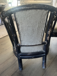 Antieke Chinese Stoel – Gestoffeerd met Shabby Linnen