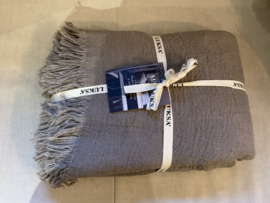 Luksa Linnen bedsprei taupe - grote plaid