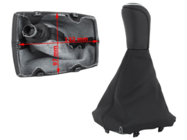 Audi A5 8T 2007-2016 pookknop 5-versn.+ zwarte pookhoes met frame SET