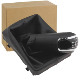 Audi A5 8T 2007-2016 pookknop 6-versn.+ zwarte pookhoes met frame SET