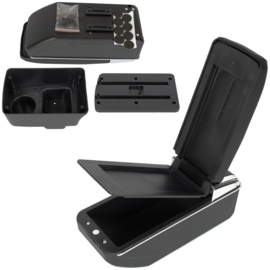 Skoda Fabia II 2006-2014 - Armsteun met opbergdoos ZWART ECO LEDER + montagekit