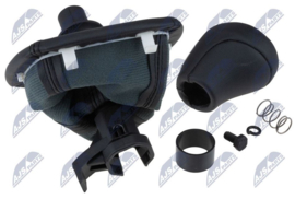 Mercedes Vito / V-Klasse W447 2014-2022 versnellings pookknop zwart + zilver + zwarte pookhoes met wit frame, 6 versnellingen