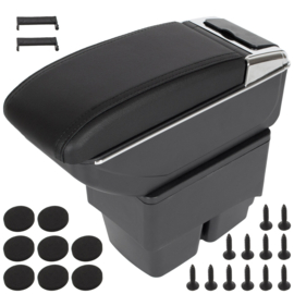 Ford Fiesta VI MK7 2008-2017- armsteun met opbergdoos ZWART LEER + installatiekit