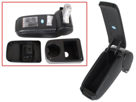 Skoda Roomster 2006-2015 - Armsteun met opbergdoos ZWART ECO LEDER + montagekit