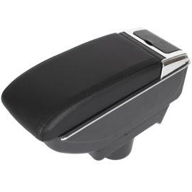 Opel Astra III H 2004-2014 Armsteun met opbergdoos ZWART ECO LEDER + montagekit