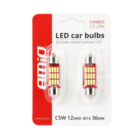CANBUS LED-lampen 12SMD Festoon C5W C10W C3W 36mm Wit 12V 24V interieur verlichting
