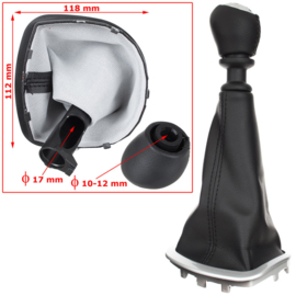 Renault Clio III 2005-2012 - leder pookhoes met frame + pookknop 6 versn.
