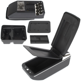 VW Golf VII 2012-2020- Armsteun met opbergdoos ZWART ECO LEDER + montagekit