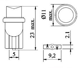 LED lampen R10/T10 W3W,W5W 12V voor de tellers