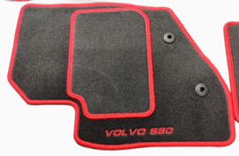 Volvo S80 1998-2006 CLASSIC Velours automatten grafiet met rode logo en rand