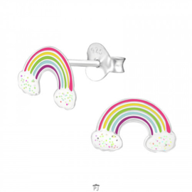 Zilveren kinderoorbellen - Regenboogje