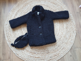 Zwart Teddy coat met tasje