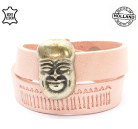 Leren armband buddah