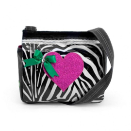 Zebra trend tas met roze hart