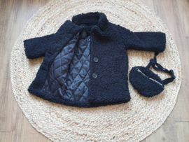 Zwart Teddy coat met tasje