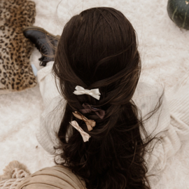 Haarspeldjes met strik - brown satin
