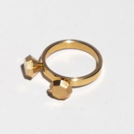 Gold Narrow + Diamond & Diamond - Small Factory Ring