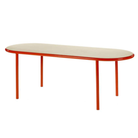 Wooden table oval red - Muller Van Severen / Valerie Objects